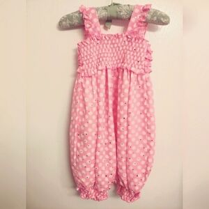 Bonnie Jean Baby Girls Sparkle Spangled Polka Dot Chiffon Romper Pink 2T